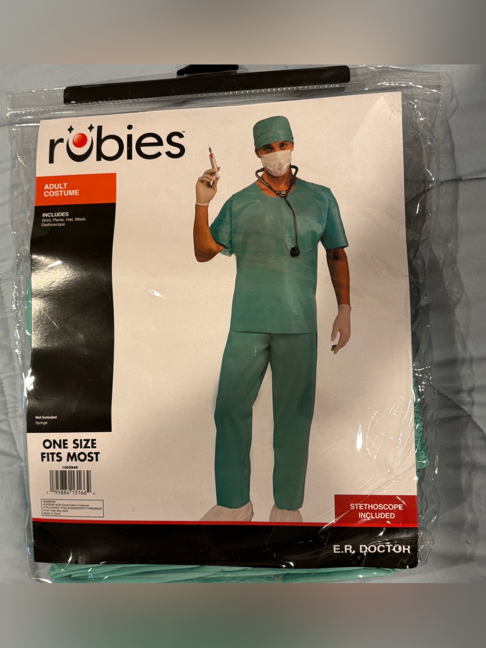 Rubies Men's E.R. Doctor Scrub Pants in Teal Green Halloween costume one size
